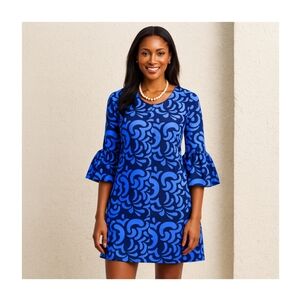 Buckhead Betties Blue Leaf Print Dress-Size Medium-Casual Summer Style